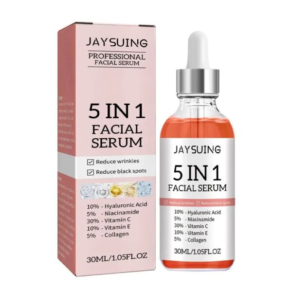 5-in-1 Anti-Wrinkle and Anti-Aging Facial Serum, Black Spot Reduction, Pore Shrinking and Skin Lightening Formula, 30ml/1.05 fl oz